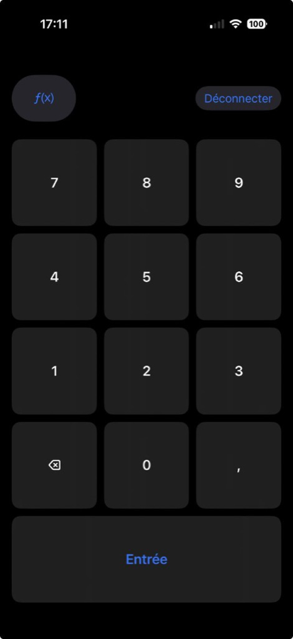 NumixPad sur iPhone : liste des Mac à proximité et pavé numérique
